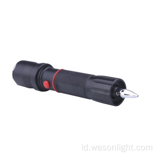 Factory High Power High Power LED Senter AC AC Range Long Range Long Zoomable Torch Light Dengan Hammer